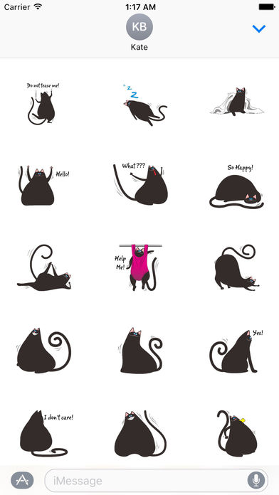 Chubby Black Cat Emoji Stickers screenshot 2