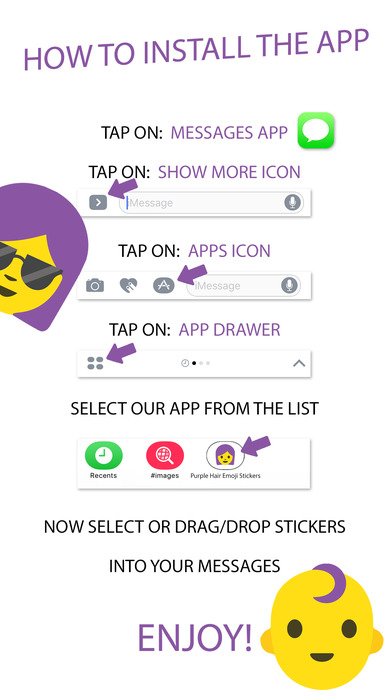 Purple Hair Emoji Stickers screenshot 4