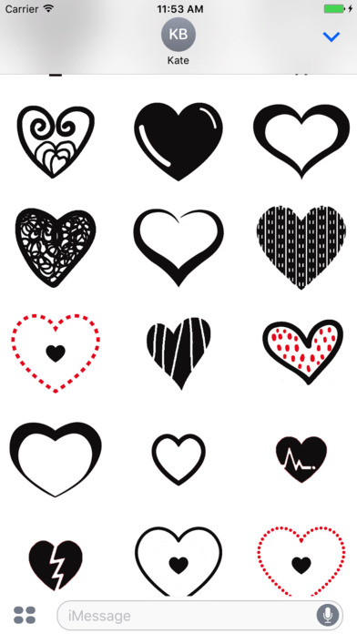 Black Hearts Stickers & emoji screenshot 2