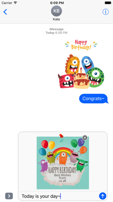Birthdaye Card - Best Wishes with Cute Monsters screenshot 2