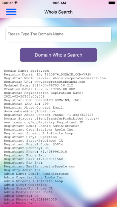 Domain Whois screenshot 3