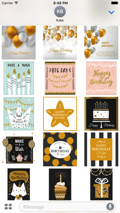 Birthday Card - Collection of Gold Style Stickers screenshot 4