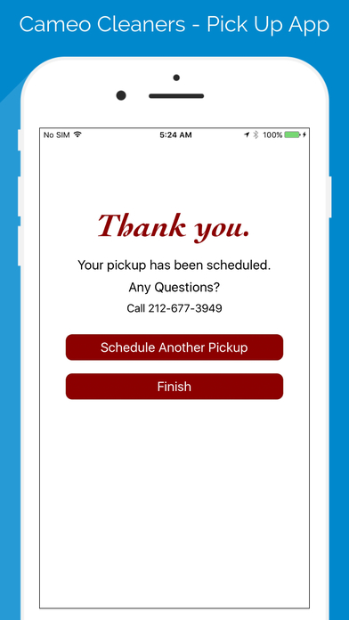 Cameo Cleaners - Pick Up App screenshot 2