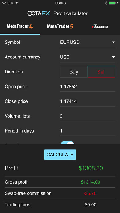 OctaFX Profit Calculator screenshot 2