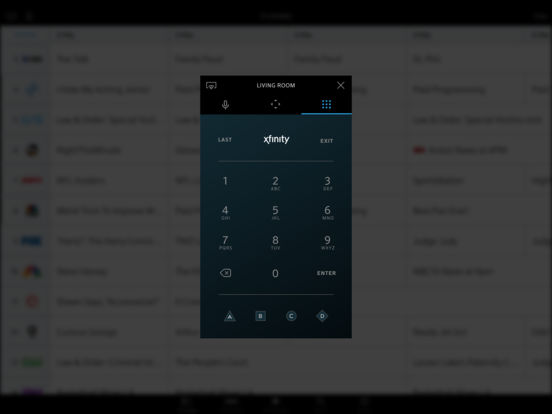 Screenshots of XFINITY TV Remote for iPad