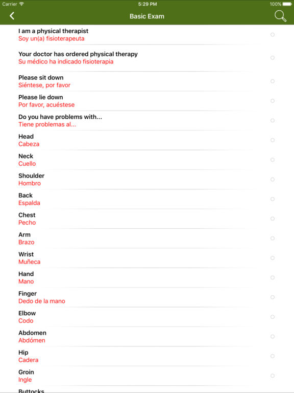 Physical Therapy Spanish Guide on the App Store
