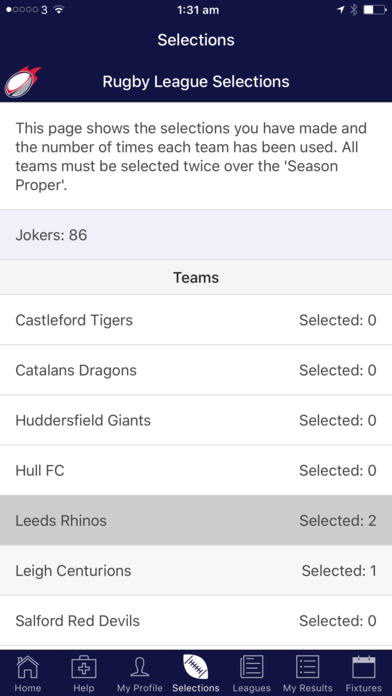 Rugby League Selections screenshot 2