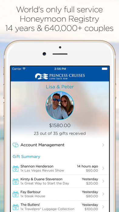 Princess Cruise Lines Gift Registry screenshot 2