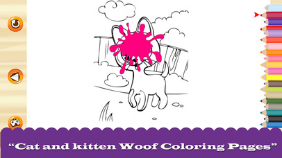 Cat and kitten Woof Coloring Pages screenshot 2
