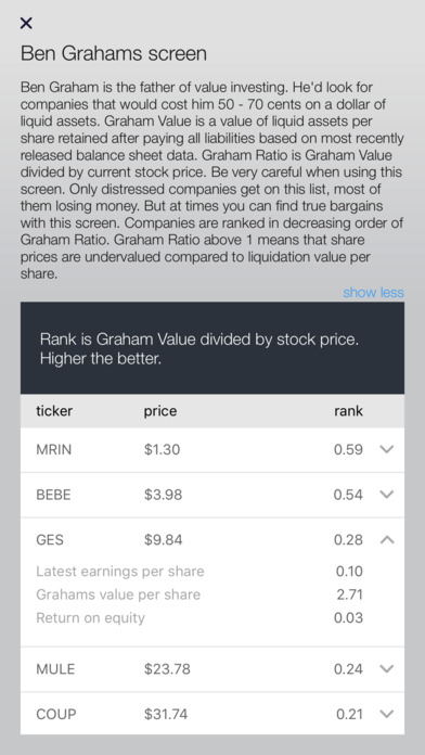 Value Investor Stock Screener screenshot 3