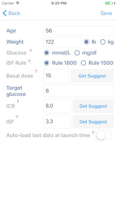 Linked Works Bolus Calculator 胰岛素计算器 screenshot 2
