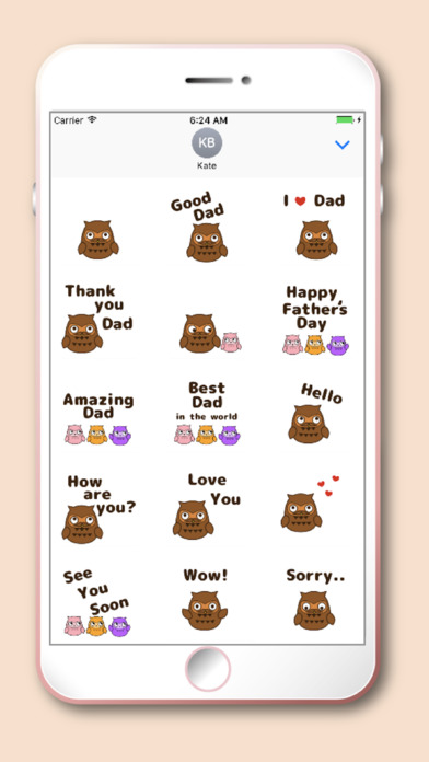 Owl Dad  for Father's day Kawaii emoji screenshot 2