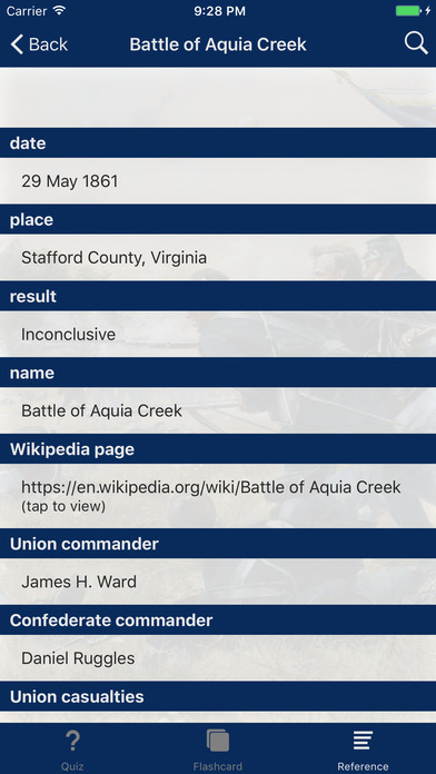 Civil War Battles: Trivia, Flashcards, Reference screenshot 3