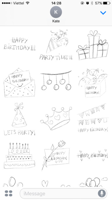 Hand Drawn Birthday Stickers screenshot 3