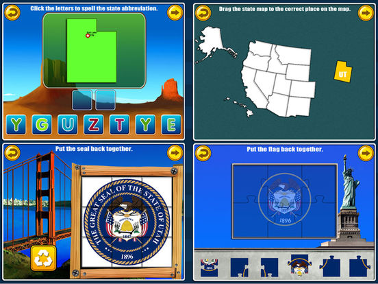 Fifty States and Capitals Learning Games Apps kids