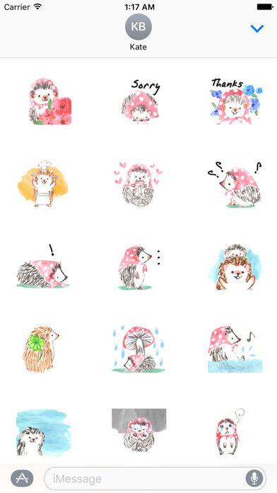 Watercolor Hedgehog and Mushroom Sticker screenshot 2