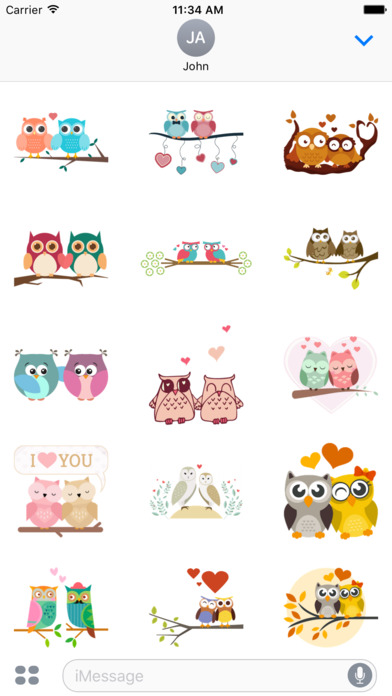 Love Couple Owl Sticker screenshot 3