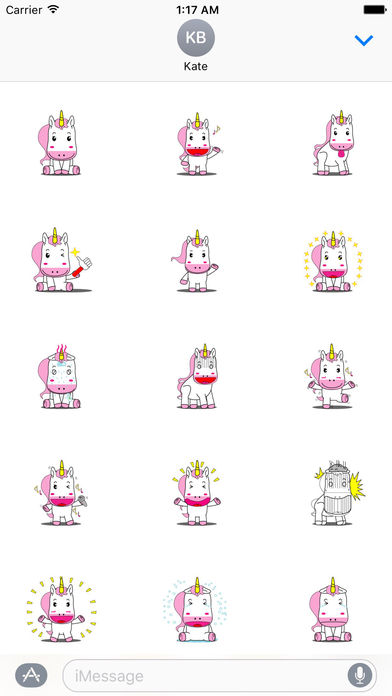 Pink and White Unicorn Emoji Sticker screenshot 2