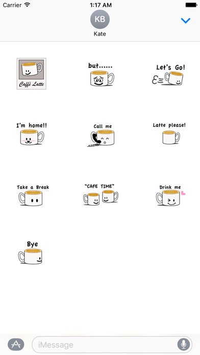 CaffeLatte - Cute Cup of Coffee Emoji Sticker screenshot 3