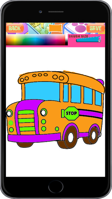 Coloring Book School Bus Cartoon Painting screenshot 2