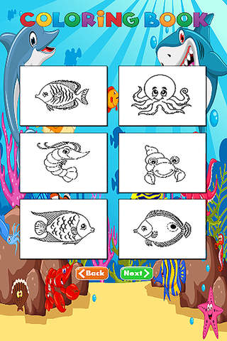 Under the Sea - Animals Coloring Book for Kids Free HD - All Pages Coloring and Painting Book Games screenshot 4