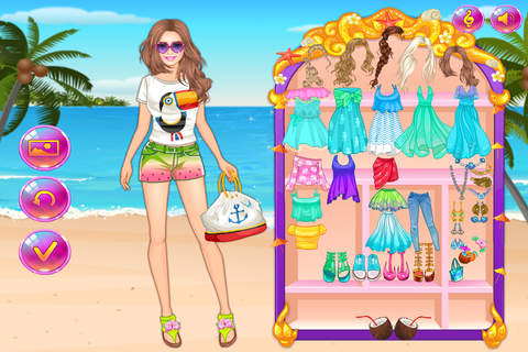 芭比的沙滩裙 - 甜心公主爱化妆，灰姑娘美丽日记，女孩免费爱玩游戏 screenshot 3