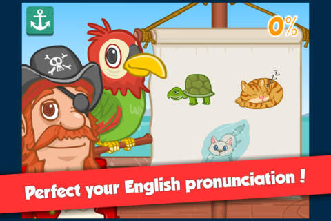 海盗鹦鹉: 学习基础英语词汇和录美语单字声音跟学发音的英文游戏 screenshot 2
