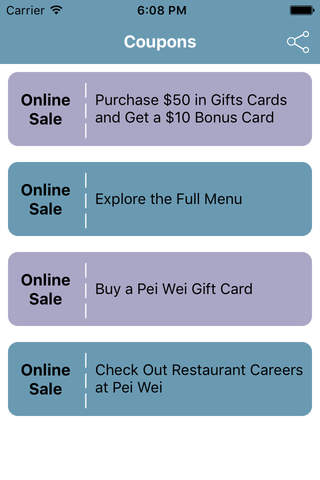 Coupons for Pei Wei Shopping App screenshot 2