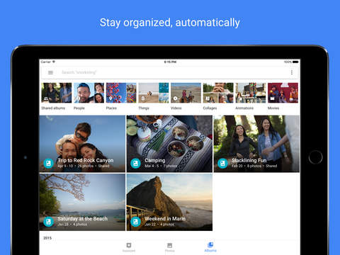 Screenshots of Google Photos for iPad