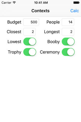 One-day Golf Tournament Budget - Automatically calculating prize and party budget screenshot 2