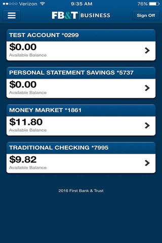 FB&T Business Mobile Banking screenshot 2