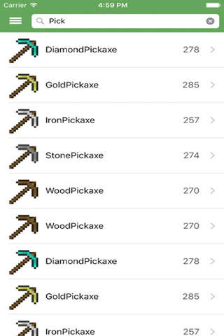 items ID and block IDs for minecraft PE screenshot 2