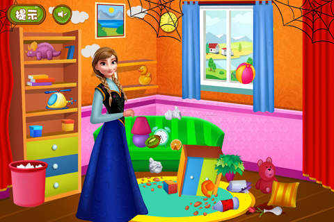 芭比公主游戏打扫客厅 - 化妆换装养成沙龙，女生儿童教育小游戏免费 screenshot 3