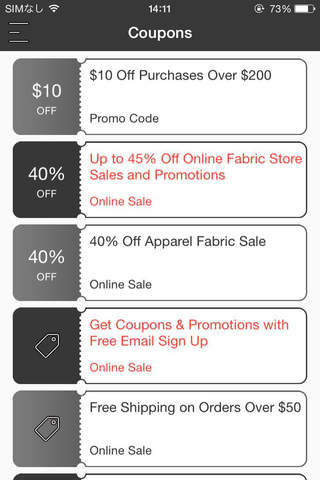 Coupons for Online Fabric Store screenshot 2
