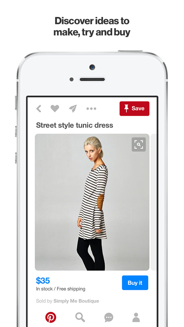 Screenshots of Pinterest for iPhone