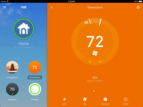 Screenshots of Nest for iPad