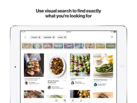 Screenshots of Pinterest for iPad