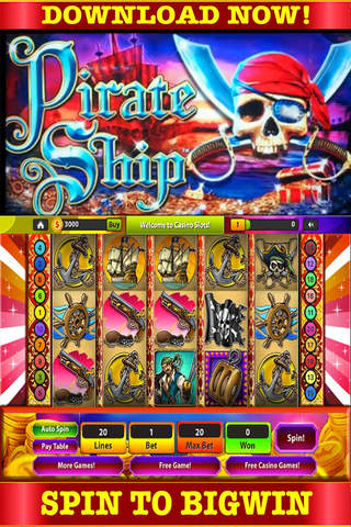 Big Gold Slots: Casino Slots Of Pirate Battle Machines HD!! screenshot 2