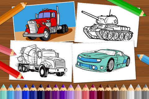 Kids & Play Cars, Trucks, Emergency & Construction Vehicles Coloring Book screenshot 2