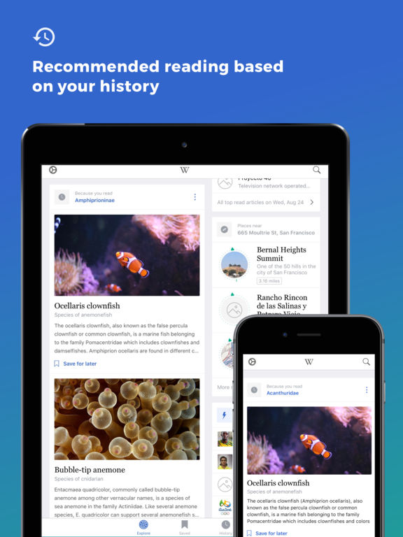 Screenshots of Wikipedia for iPad