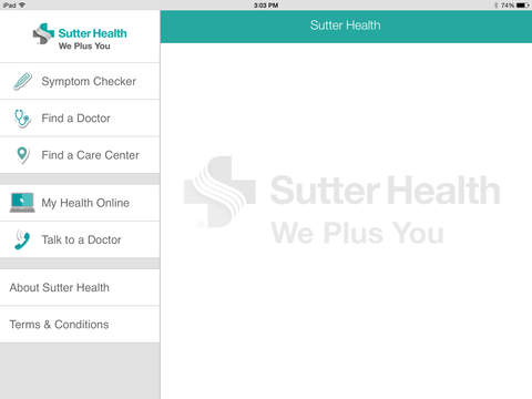 Sutter Health for tablets screenshot 2