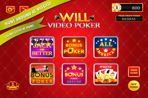 Will Video Poker : King Will of Casino screenshot 2