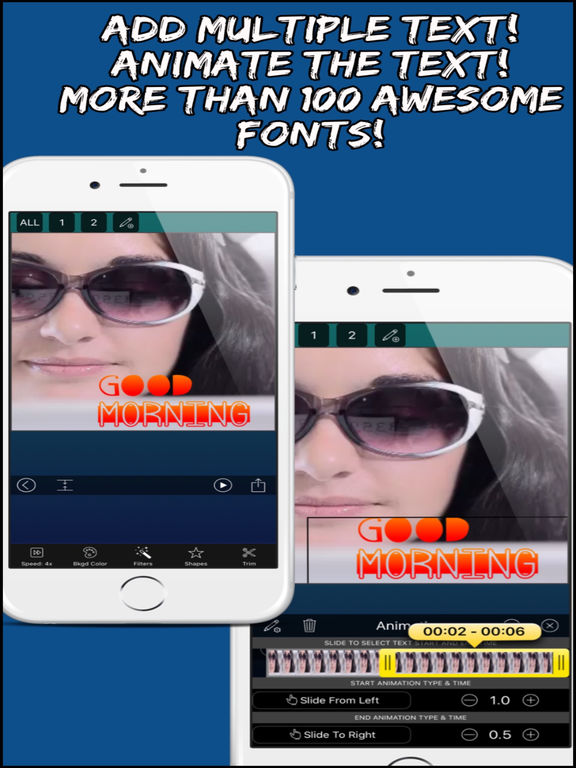 Screenshots of Video Editor Free - Combine Videos, Change Speed, Add Animated Text and Music! for iPad