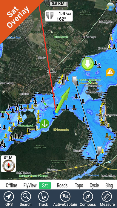 Berlin Lakes GPS fishing chart offline kml gpx screenshot 2