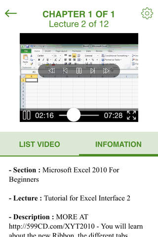 Video Training for Microsoft Excel 2010 screenshot 4