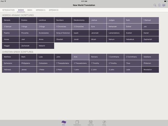 Screenshots of JW Library for iPad