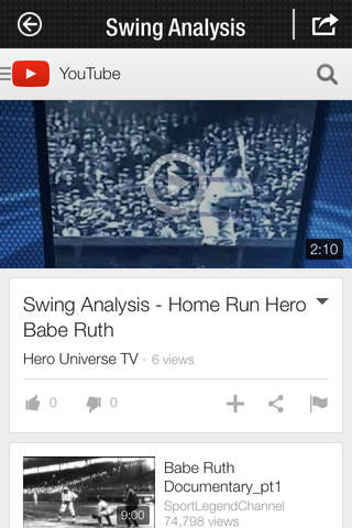 Babe Ruth Home Run Hero Swing Analysis Visualization and Affirmation App screenshot 2