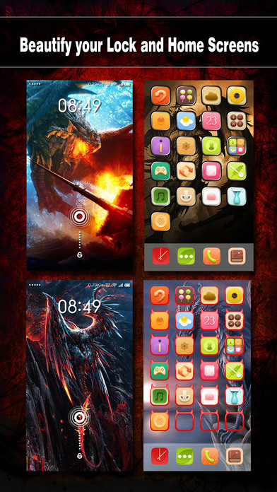 Screenshots of Dragon Wallpapers, Backgrounds & Themes - Home Screen Maker with Cool HD Dragon Pics for iOS 8 & iPhone 6 for iPhone