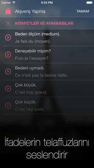 【免費旅遊App】Fransızca Konuşma Kılavuzu - Sesli, telaffuza yardımcı turistik cümle kitapçığı ve Türkçe bilenler için yabancı dil öğrenme rehberi-APP點子
