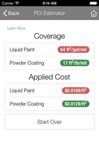 Liquid-to-Powder Coating Cost Estimator screenshot 4